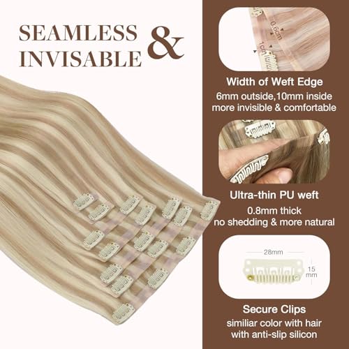 Image of GOO GOO Seamless Clip in Hair Extensions Real Human Hair Remy Extensions