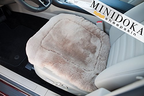 Australian Sheepskin Seat Pad, Thick Short Wool, Natural Leather for Premium Fit, Non-Slip Backing, Tan, 20 x 20, Minidoka Sheepskin