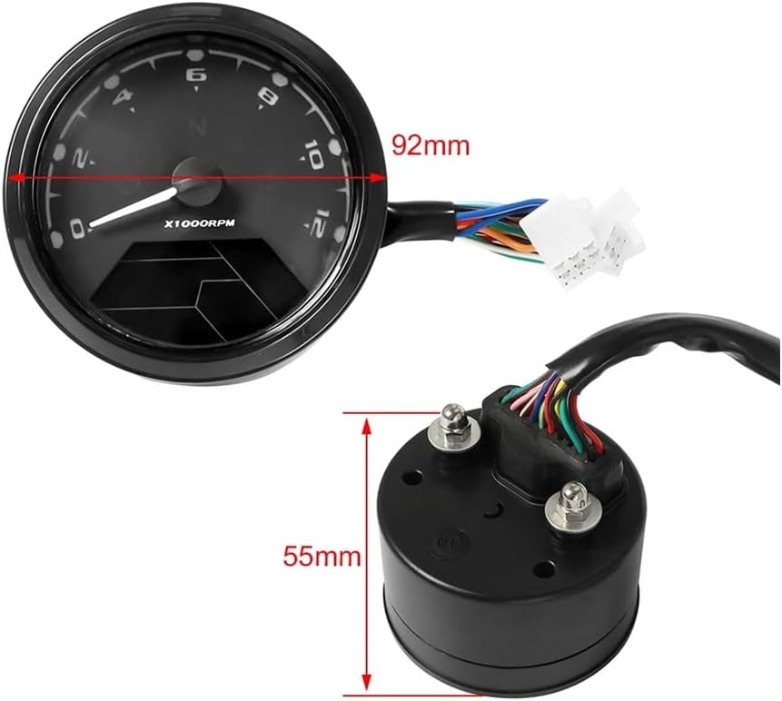 Motorcycle Speedometer Gauge 12V Motorcycle Tachometer Tachometer Fuel Meter Dashboard Gauges Odometer Digital Indicator Motorbike Accessories Universal
