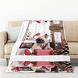 Jadery Hunde-bedruckte Mikrofaser-Decke, Sofaüberwurf, Flanell, flauschig, weich, warm, Überwurf, Decken für Bett, Couch, Reisen, 50 x 70 in 320 g Flanell