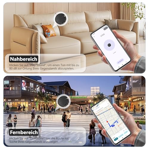 GPS Smart Tracker Tag für Android, Schlüsselfinder KeyFinder kompatibel mit Google Mein Gerät Finden APP (Nur Android), Bluetooth Tracker für Schlüssel, Gepäck, Taschen & Koffer (4Pack)