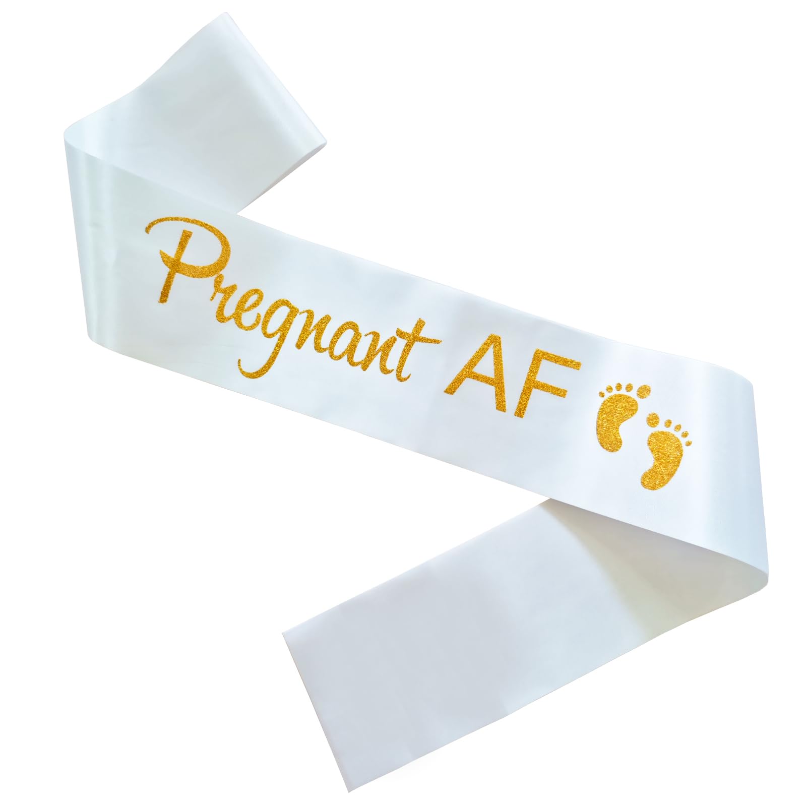 Magnusson's Garden Baby Shower Mom Sash, Pregnant AF Sash for Mom to Be, Gender Reveal Pregnancy Announcement Decorations, Pink or Blue Boy or Girl Sex Reveal Supplies, Future Mummy Gift, White