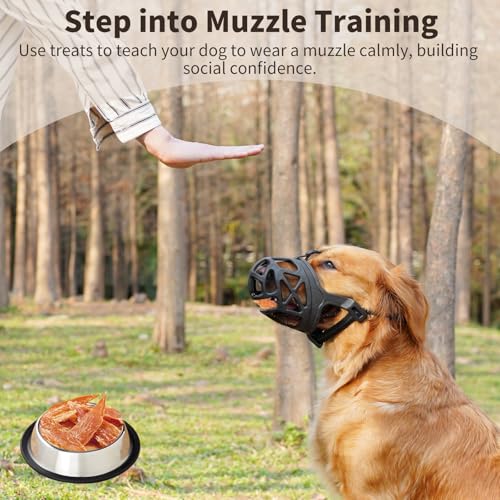 Image of Mayerzon Basket Dog Muzzle for Large Medium Small Dogs German Shepherd | Cage Mouth Guard to Anti Biting Chewing for Training Walking Grooming, with Adjustable Head Strap Secure in Place, Black L