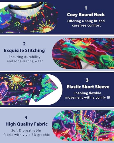 Image of uideazone Tshirts for Boys Kids Short Sleeve T-Shirt 3D Graphic Tee Shirts Tops Clothes 4-16 Years