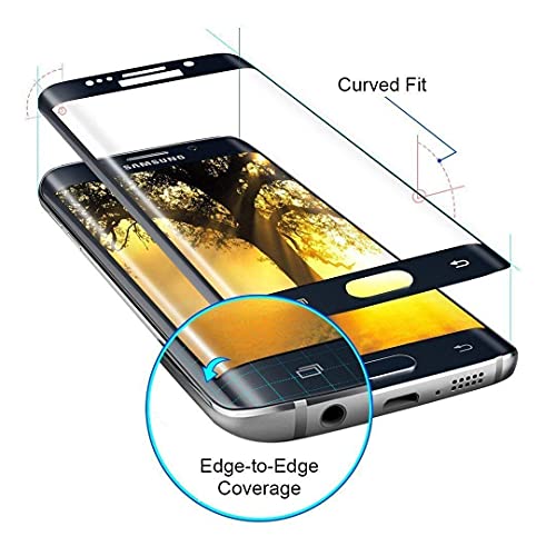 Image of Screen Protector for Samsung Galaxy S6 Edge (Black) Tempered Glass Edge-to-Edge 6D Screen Guard With Installation Kit