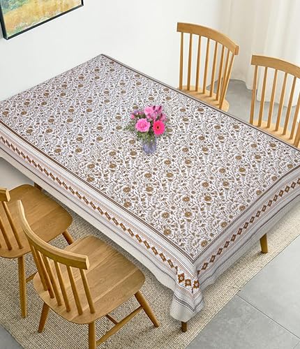 Image of Texstylers Table Cloth | Table Cloth for 6 Seater Dining Table| Dining Table Cover 6 Seater | Table Cover 6 Seater | Dining Table Cover | Rectangle, Cotton,150 cm X 225 cm (Orange)