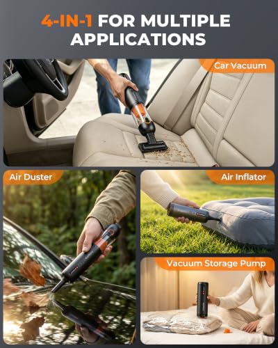 Image of A10 Cordless Car Vacuum & Air Duster, 20000Pa 4-in-1 Portable Mini Vac | 7800mAh 50-Min Runtime, One-Touch Empty, Type-C Fast Charge for Home, Office, Keyboards, Pet