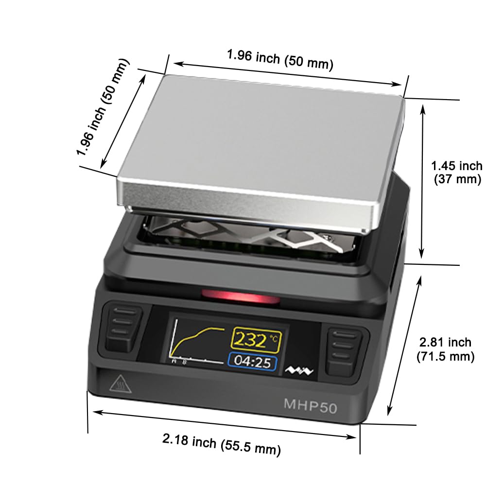 Charmgle MHP50 Mini podgrzewacz płytowy Stacja lutownicza Spawarka 50x50mm Przenośna grzałka elektryczna 100-350°C Srebrna platforma Oryginalne narzędzie spawalnicze