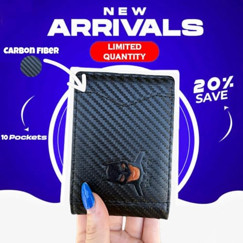 BAT ID Men’s Wallet – Slim RFID Leather Bifold with 2 ID Windows, 10 Card Slots, Cash Compartment, Stylish Superhero Design & Durable Build (Carbon Fiber Black)3