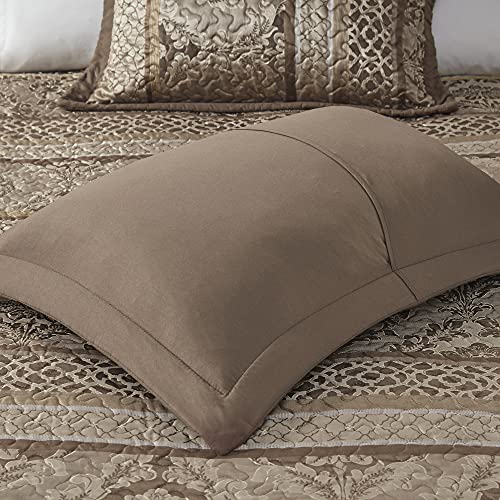 Madison Park Bellagio Reversible Quilted Bedspread Set, Solid Reverse Summer Breathable, Lightweight All Season Bedding Layer, Matching Shams, Bedspread Queen(102"X118"), Brown 5 Piece #TOP4