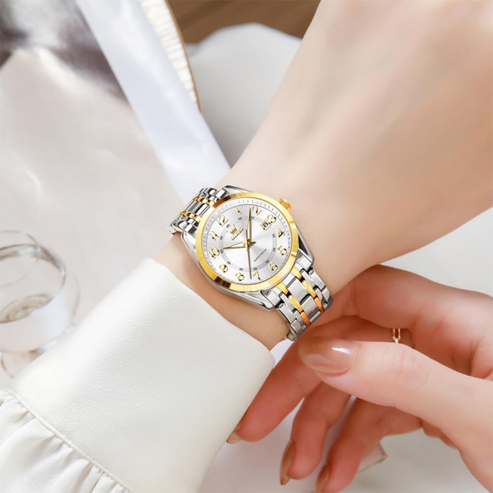 OLEVS Womens Watches Classic Dress Quartz Female Wristwatch Ladies Stainless Steel Waterproof Luminous Date Easy Read Watch for Lady - Image 7