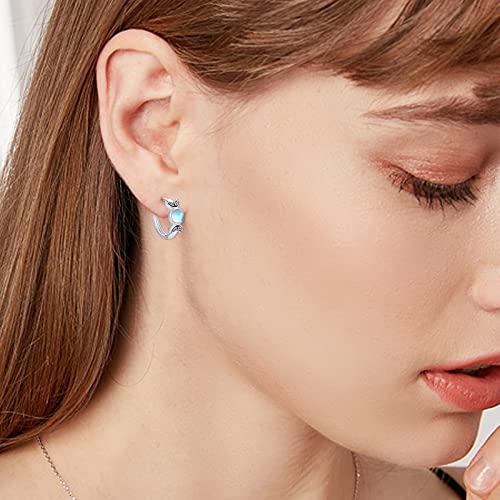 Triple Moon Goddess Earrings 925 Sterling Silver Moonstone Earrings Pagan Wiccan Jewelry Hoop Earrings Gifts for Women Girls3