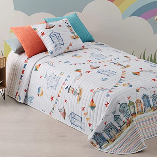 Colcha bouti Infantil Spot Junior Casitas Playeras Manterol (Cama 90 CM)
