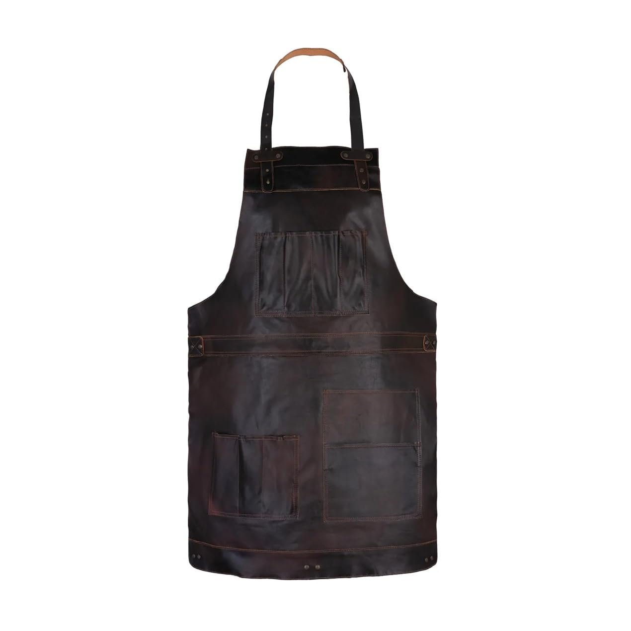 Leathershire Dark Brown Full Grain Leather Apron Butcher -Cook -BBQ -Cooking - Wood work - Cheff - BBq Grill Gift (Dark Brown-624)