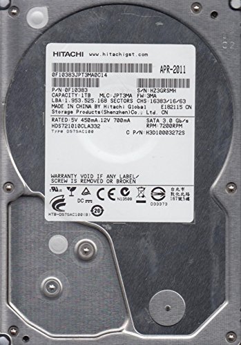 HDS721010CLA332, PN 0 F10383, MLC jpt3ma, Hitachi 1TB SATA 3.5 Hard Drive