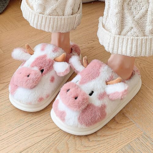 HiGropcore Cute Animal Fuzzy Slippers for Women Men Cartoon Indoor Comfortable Warm Furry House Slippers2