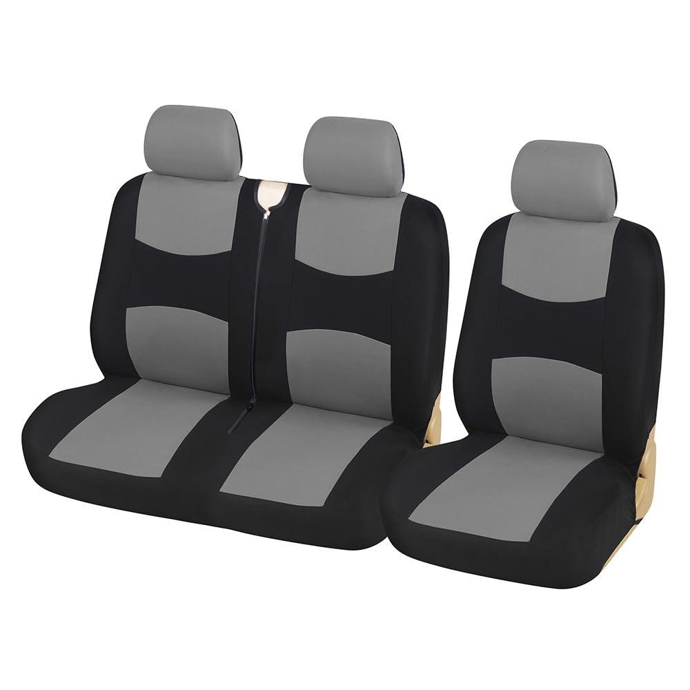 Housse de siège VW Transporter T6.1 1+2 places en tissu gris robuste 2019-2024