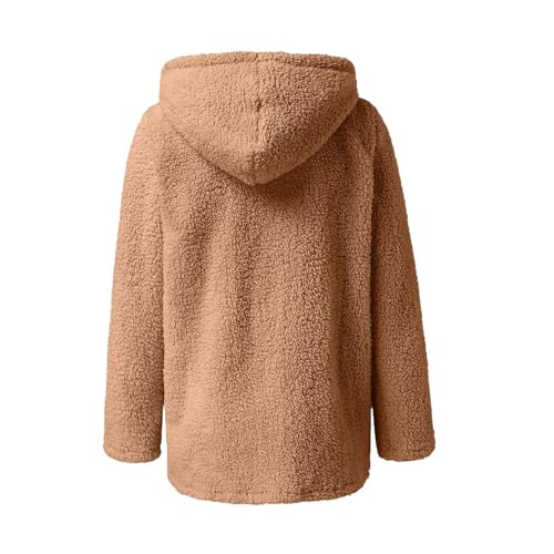 Womens Fleece Zip Up Jacket with Pockets 2025 Oversized Long Sherpa Hoodie Fuzzy Jackets Warm Teddy Coat4
