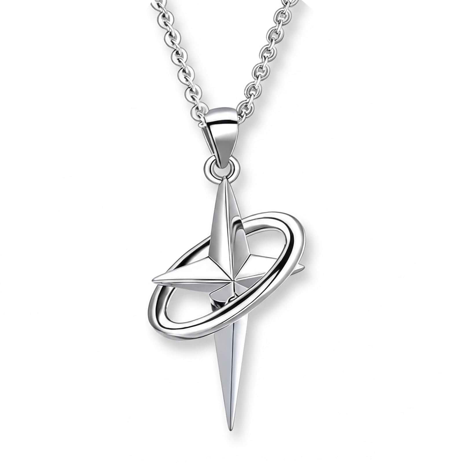 1 Pcs silver y2k necklace for Men, Silver Star and Moon Pendant Necklace for Women, Stainless Steel Cool Necklaces Punk Necklaces Jewelry