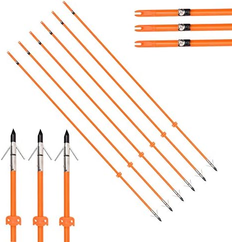 Elong Bow Fishing 32 Inch 5/16″ Hunting Arrows Archery Fiberglass Arrows with Safety Slides Broadheads Elong Bow Fishing 32 Inch 5/16″ Hunting Arrows Archery Fiberglass Arrows with Safety Slides Broadheads