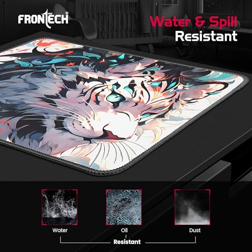 Image of FRONTECH Gaming Mouse Pad | 300mm x 250mm x 2mm | Ultra-Smooth Micro-Textured Surface | Non-Slip Rubber Base | Stitched Edges (MSP-0063 Grey)