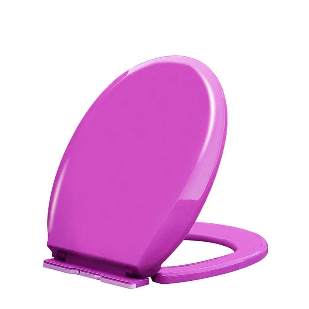 Nviusdsj Purple Toilet Seats, Strong Wc Toilet Seats Pan Round/D/V Shaped - Durable Hinge Top Fix Fittings(,O4245*35.6Cm)