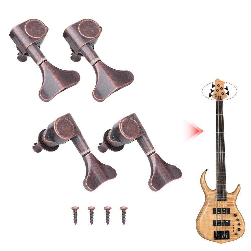zalati Bass-Stimmgerät, 4 Stück, Stimmwirbel für Saiten, Bass, Gitarre, 2R2L, kupferfarben