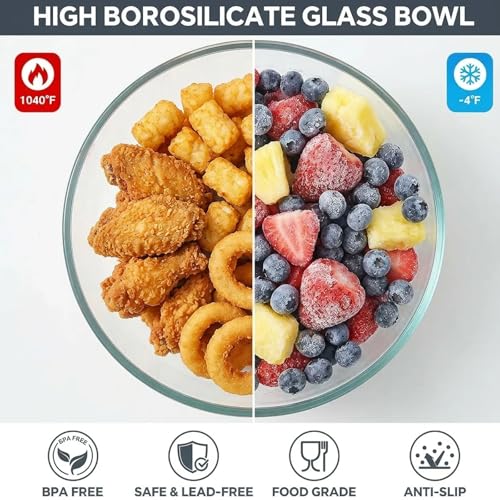 Set de 3 tazones de vidrio con tapas de 4.75QT, 2.85QT y 1.1QT miniatura 6