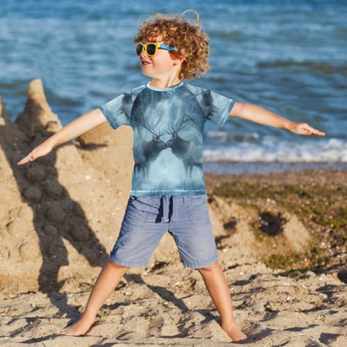 Kids Swimsuit Yak Deer Snow Real Sunscreen T-Shirts Swimwear Sets UPF 50+4