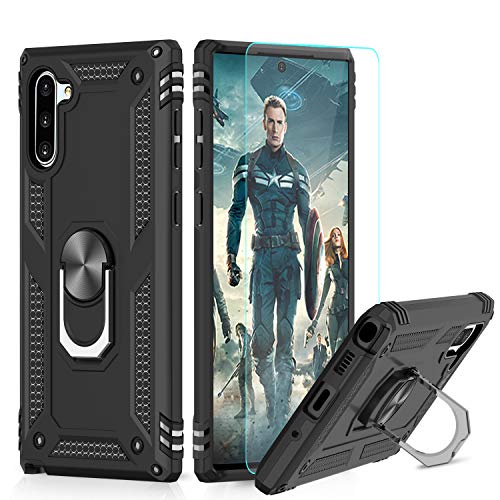 Samsung Galaxy Note 10 Case with HD Screen Protector Ring Holder Kickstand, LeYi [Military Grade] Magnetic Car Mount Full Body Shockproof Cover Phone Case for Samsung Note 10, JSFS Black
