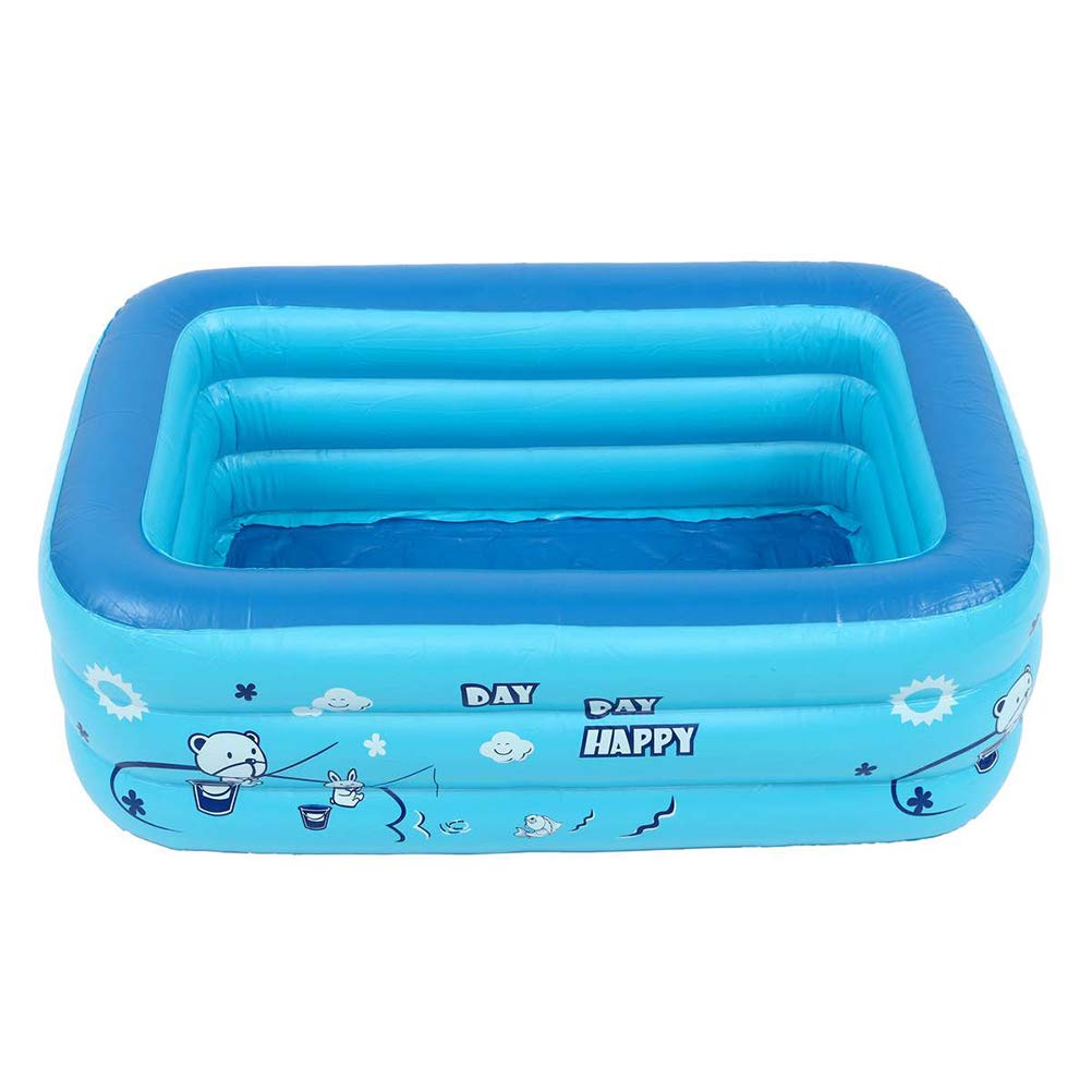 SIXRUN Piscina Rectangular Inflable para Niños de 120/130 Cm, Piscina Infantil de PVC Duradera para Uso Doméstico del bebé, Ideal para Nadar y Jugar (Blue)