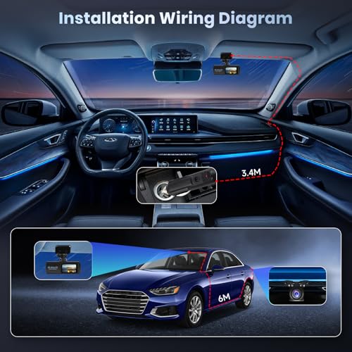 Hodozzy 4K Dashcam Cámara Coche Delantera y Trasera, WiFi Dash CAM Coche con Tarjeta, Cámara de Coche con App Control Sensor G Grabación en Bucle Súper Visión Nocturna Monitor de Aparcamiento - imagen 6