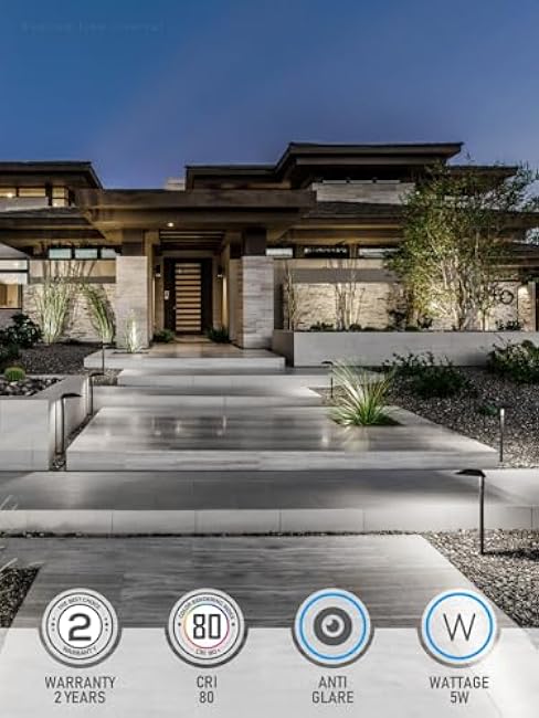 LEONLITE Low Voltage Landscape Lights, 5W Anti-Glare LED Pathway Lights, Aluminum Housing, IP65 Waterproof for Outdoor Path Sidewalk Walkway Yard, 5000K Daylight, Pack of 6