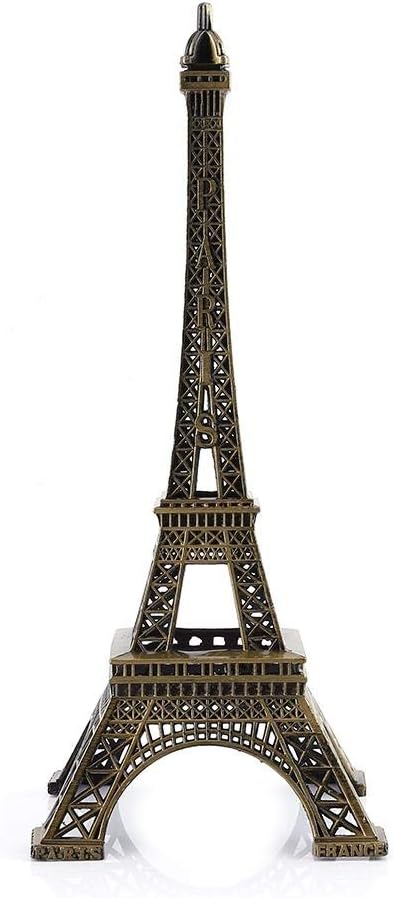 Eiffel Tower Architectural Model, Bronze Tone Paris Eiffel Tower Figurine Statue Vintage Alloy Model Decor (25cm)