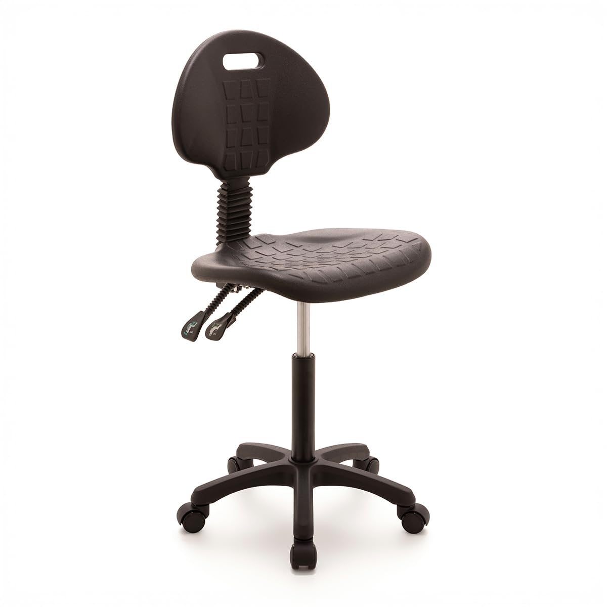BiGDUG Essentials Draughtsman Chair - Height Adjustable Tall Chair - Castor Base Mobile 2 Lever Movement - Black - Seat Height 520-720 mm