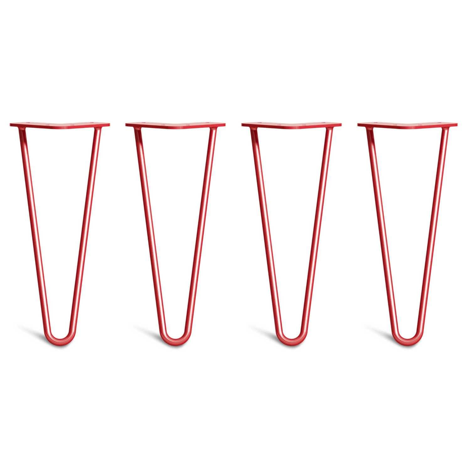 [HLC] 4 x Hairpin Table Legs – Superior Double Weld Steel Construction With Screws, Build Guide & Protector Feet Worth £8 Included! – 10mm Steel [12"/30cm,Red]