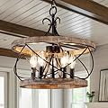 Curve Curio 20'' Farmhouse Chandelier Light Fixture, 5-Light Dining Room Light Fixtures French Country Rustic Chandelier Over Table for Entryway Foyer Bedroom Living Room