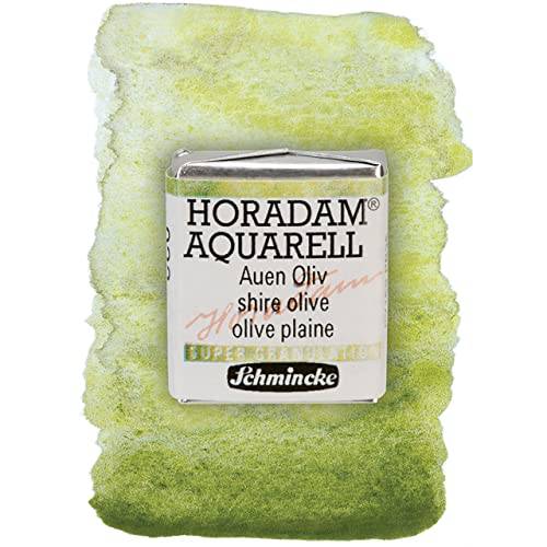 Schmincke – HORADAM® AQUARELL, Super Granulation, 14 932 044 Auen Oliv, 1/2 Näpfchen, sehr stark granulierende Farbtöne, feinste, supergranulierende Aquarellfarben