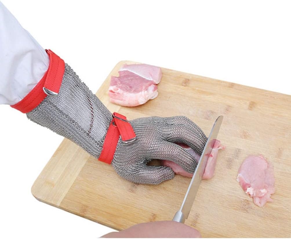 CXKJP Metal Cut Resistant Gloves, Potato Slicing Meat Cutting Safety Work Gloves in Kitchen Restaurant, Left/Right Universal (Color : Arm 22cm, Size : M/1 PCS)