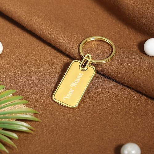 Image of CORPORATE PORIUM Your Name Printed Stainless steel with House Shape Keychain for Men, Women, Home, Office, Bike and Car Customized Metal Key Chain for Real Estate House Gifts, Gold, Pack of 1
