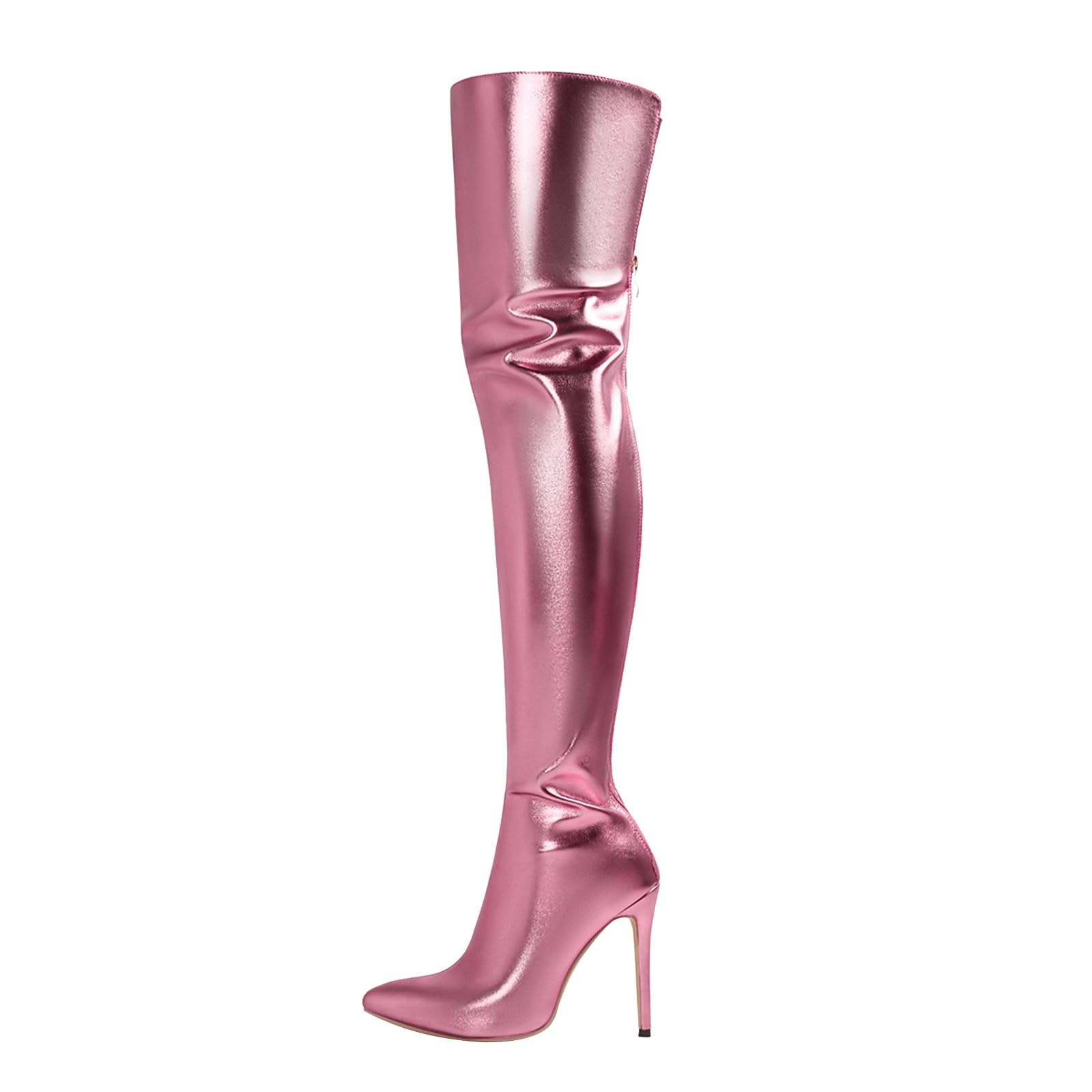 Botas de mujer con puntera ancha, botas altas por encima de la rodilla duraderas con suela interior, botas de mujer con tacón antideslizante, botas de montar para mujer, moda de invierno y