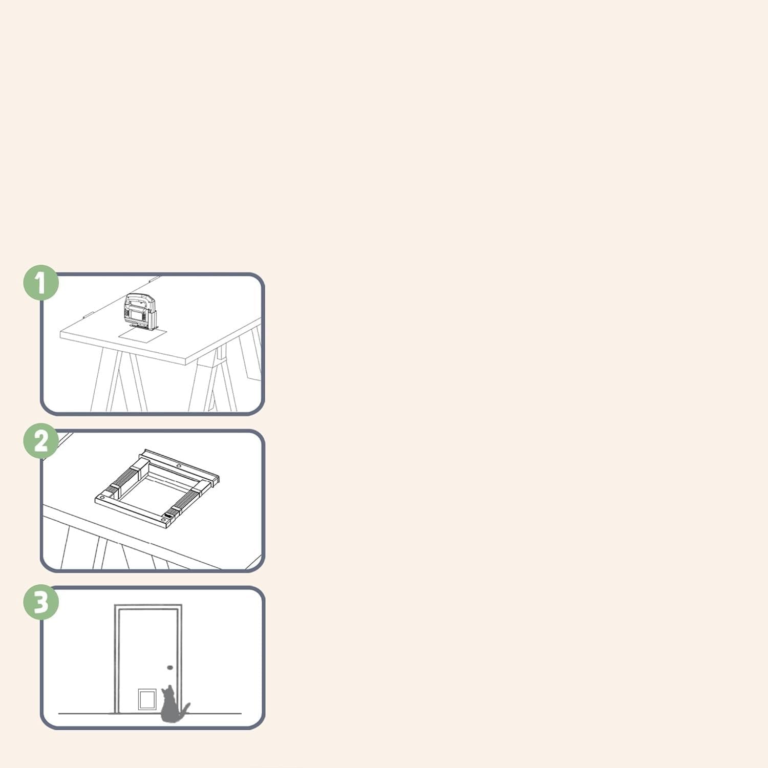 Practical Indoor Cat Door with Gold Decoration, Artificial Pet Door, Suitable for Small Indoor Pet Cats(White)
