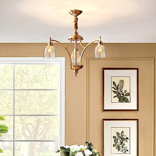 Image of 3-Pack Clear Glass Shades, Bell Shaped Glass Shade Covers Ceiling Fan Lamp Replacements, Light Fixtures Lampshade for Chandelier Wall Sconces, 1.61 inch Fitter Size, 5 inch High x 4.7 inch Diameter