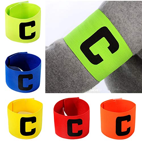5 Piezas Brazaletes de Capitán, Brazalete Elástico de Capitán de Fútbol, Brazalete de Capitán Multicolor, Capitán Brazalete para Niños, Adultos, Jóvenes, Muchos Deportes