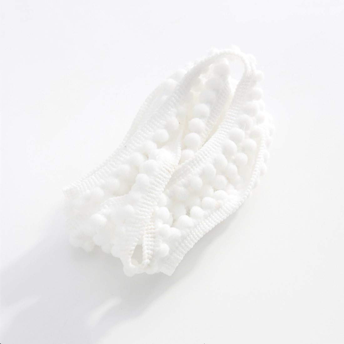 18 Yards Mini Pom Pom Ribbon Trim, Sewing Pom Poms Lace (White)
