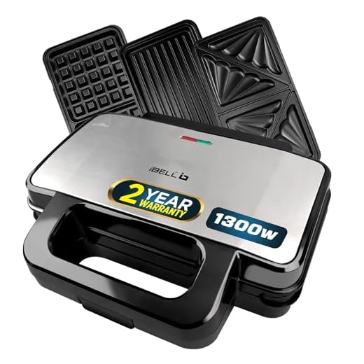 IBELL Sm3010M 3-In-1 Sandwich Maker Big Size, 1300 Watt, 2 Year Warranty, With Automatic Temperature Control And Detachable Plates For Toast/Waffle/Grill (28.5 X 25 10 Cmblack 3010)