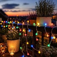 ENLACE Aufladbare Lichterkette Timer, 3M 20 LED Bunte Kugeln Lichterketten mit Wiederaufladbar USB-Kabel, 8 Modi, Wasserdichter Lichterkette für Innen, Aussen, Zimmer, Weihnachten, Hochzeit, Party – Ansicht 7