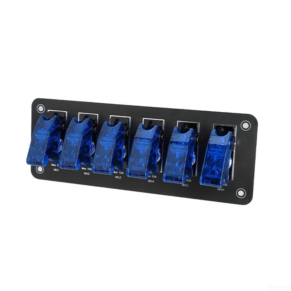 Panneau d'interrupteur 6 voies étanche avec éclairage LED bleu pour camion et bateau