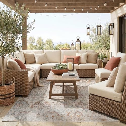 Image of LR Home 5x8 Indoor Outdoor Classic Ikat Turkish Woven Area Rug for Home Decor | Multicolored