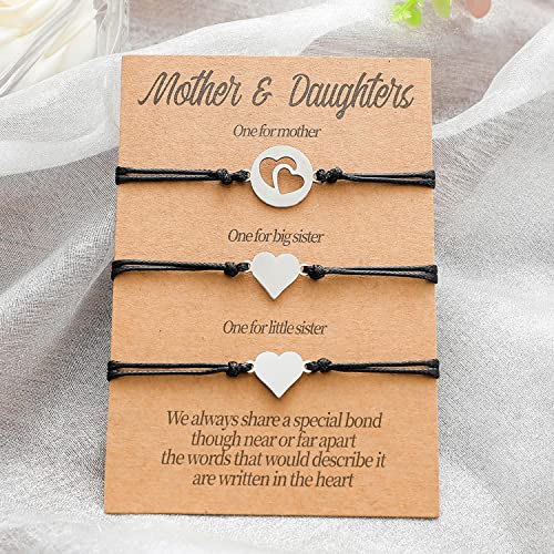 COLORFUL BLING 2-3Pcs Mother Daughter/Son Card Bracelets Set Matching Heart Wish Bracelets for Women Girls Mother's Day Gifts for Mommy & Me-A - Image 3